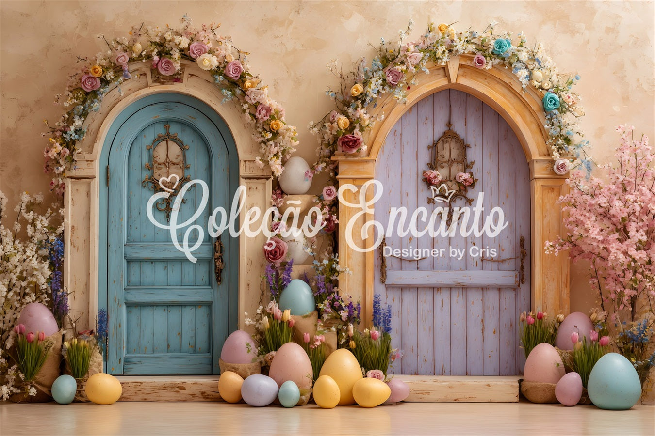 Oster-Ei-Hintergrund Doppeltüren Blumenblüten Hintergründe Ostern Von Magali