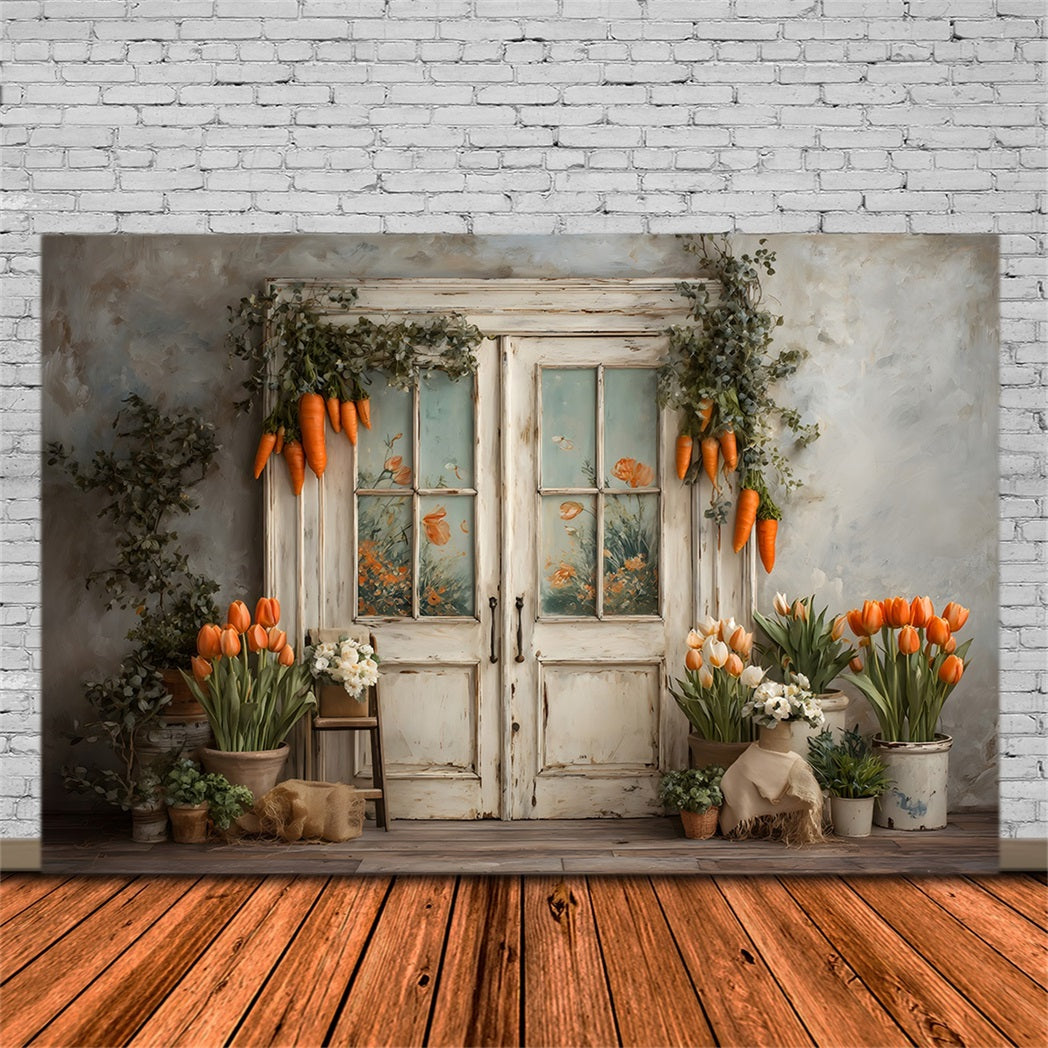 Karotten-Hintergrund Dppr-Girlande Tulpen-Gänseblümchen Oster-Hintergrund-Ideen von Magali