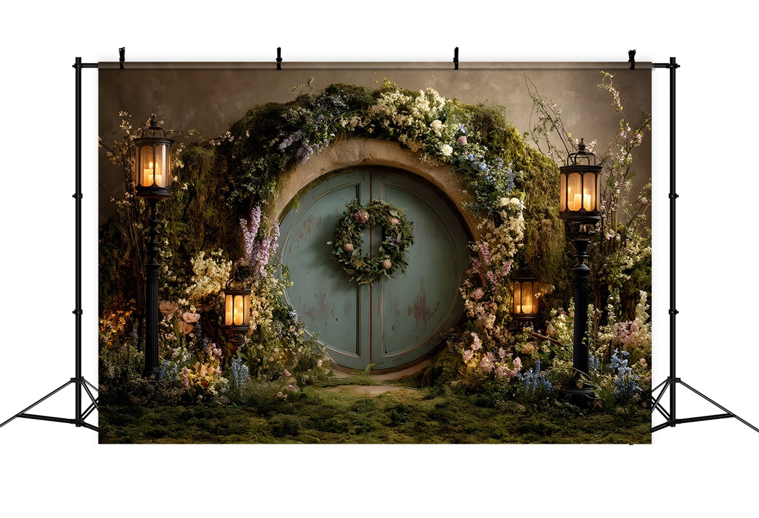 Hintergrund mit Hasenbau Mystischer Garten Tür Laternenlicht Osterhintergrund-Ideen von Magali