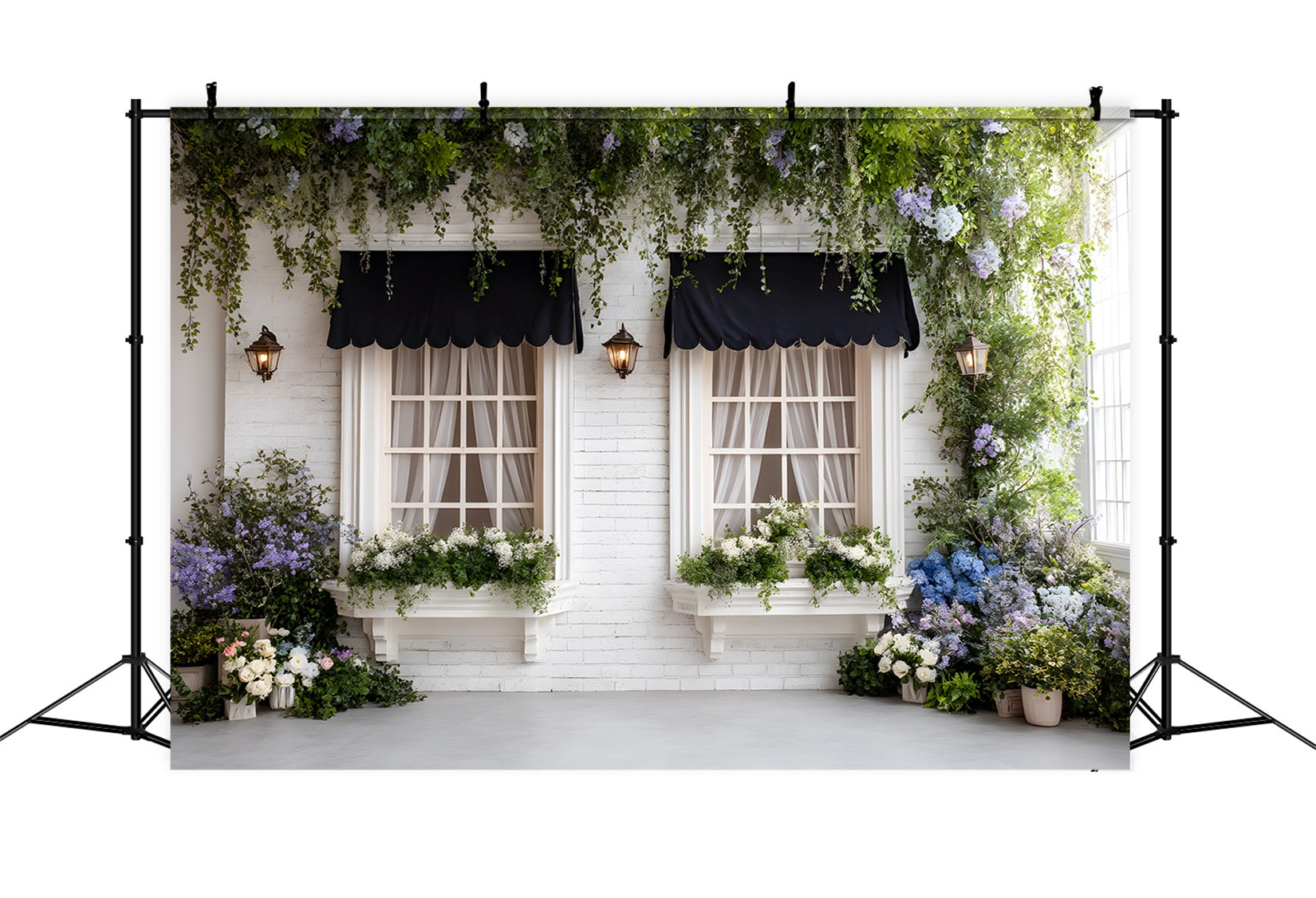 Osterfrühlingshintergrund Elegante schwarze Markise Blumenfenster Hintergrund für Ostern Von Magali