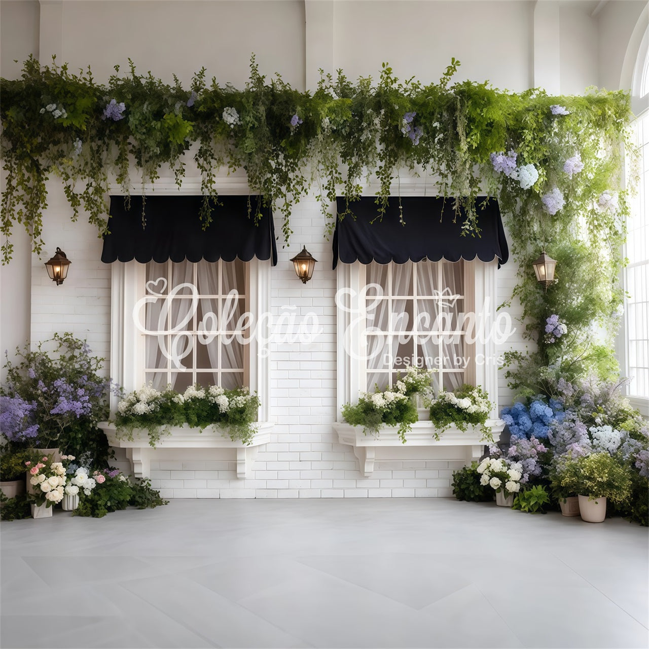 Osterfrühlingshintergrund Elegante schwarze Markise Blumenfenster Hintergrund für Ostern Von Magali