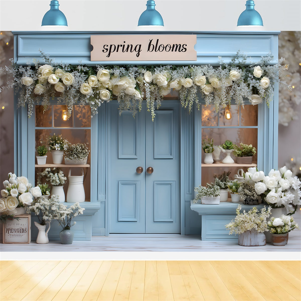 Oster-Europäischer-Garten-Hintergrund Blaue Frühlingsblüten Shop-Fotografie Oster-Hintergründe Von Magali