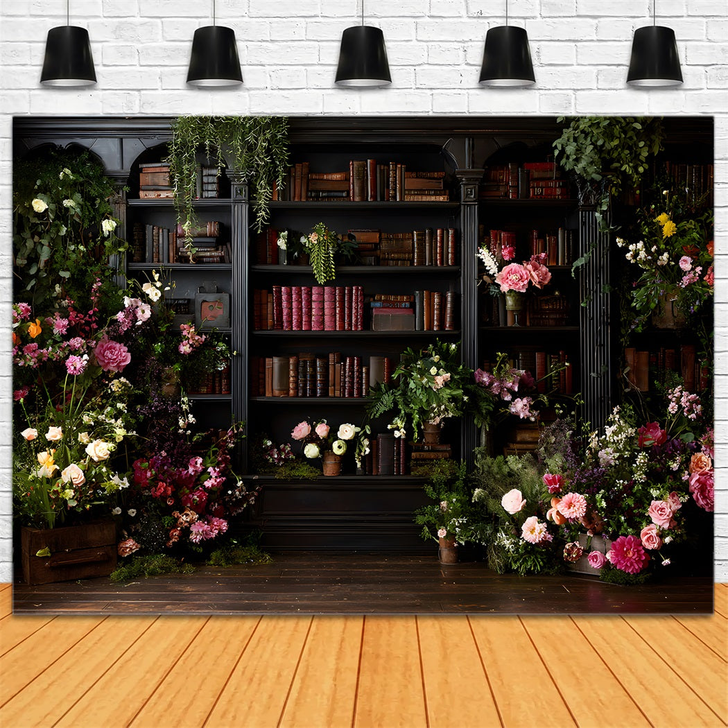 Hintergrund zum Muttertag Bücherregal voller Blumen Ideen für Fotokabinen zum Muttertag von Magali