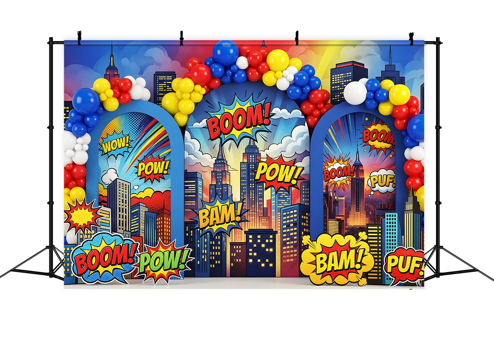 Comic Boom Ballon Stadtbogen Baby Fotohintergrund Kinder Fotohintergrund CEM65-1