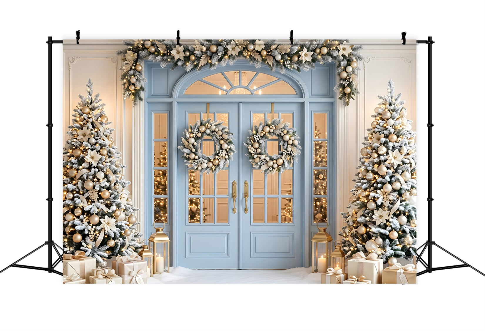 Blau Tür Szene Gold Frost Bäume Studio Weihnachten CEM65-139