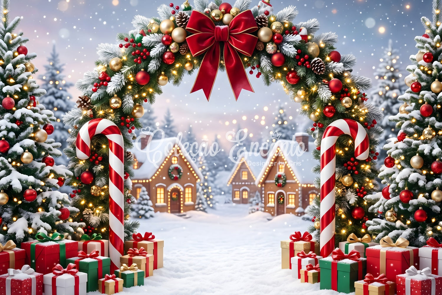 Candy Winter Szene Zuckerstange Dorf Schnee Festtage CEM65-161