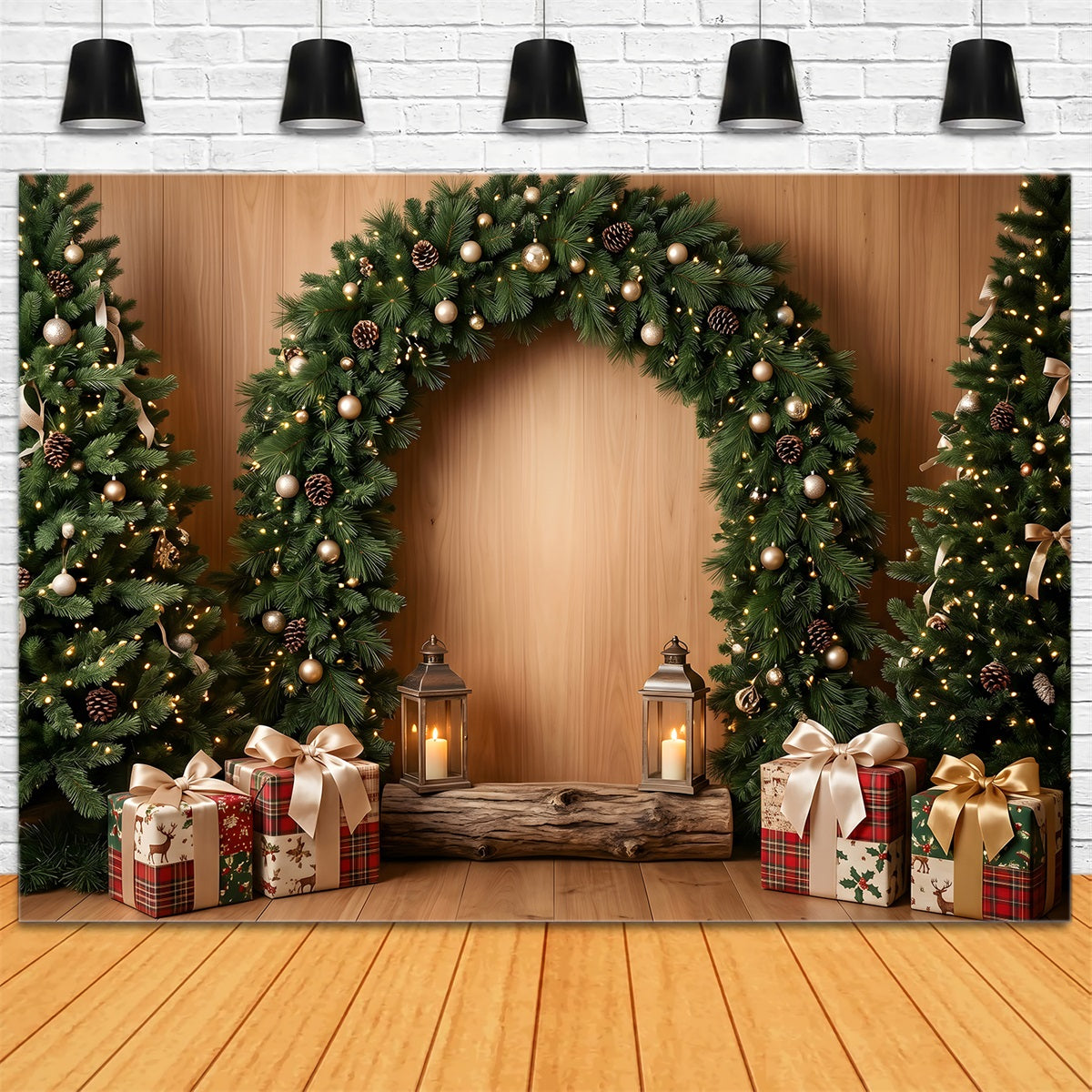 DIY Winter Fotohintergrund Wald Kiefer Bogen Geschenk Szene Fotografie CEM65-194
