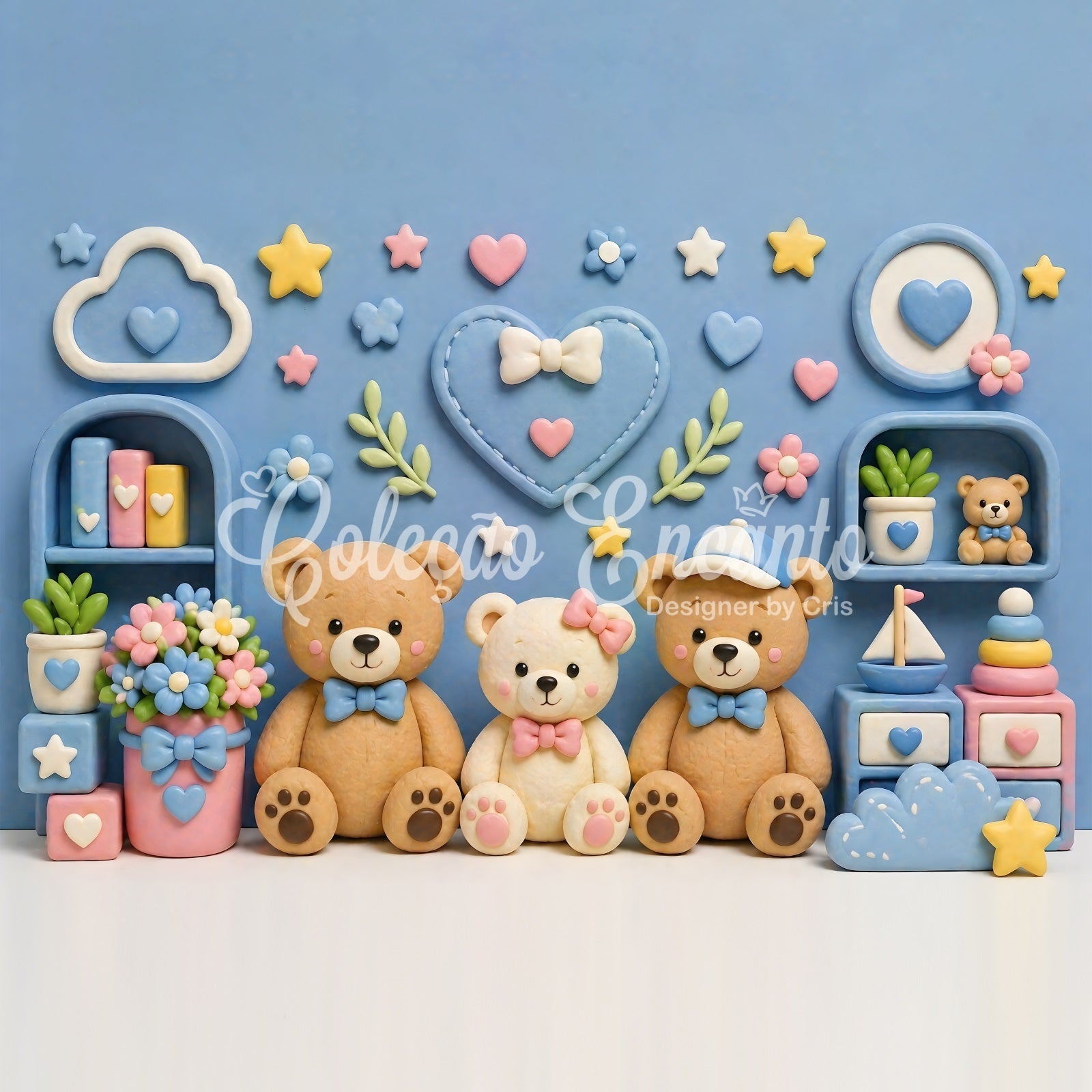 Pastell Teddy Babyzimmer Wand Baby Fotohintergrund Kinder Hintergrund CEM65-2