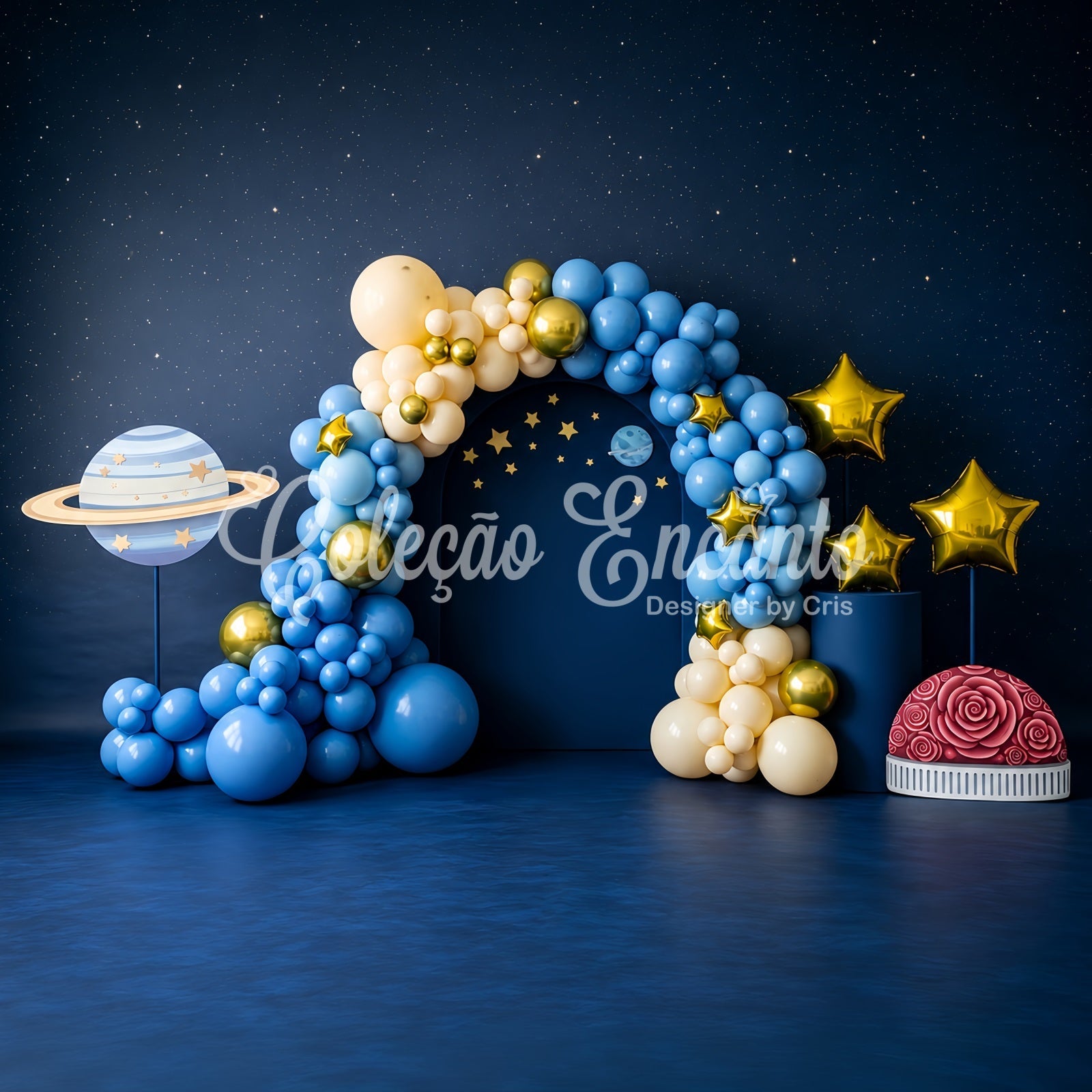 Baby Fotohintergrund Sternenhimmel Planet Ballonbogen Kinder Hintergrund CEM65-214