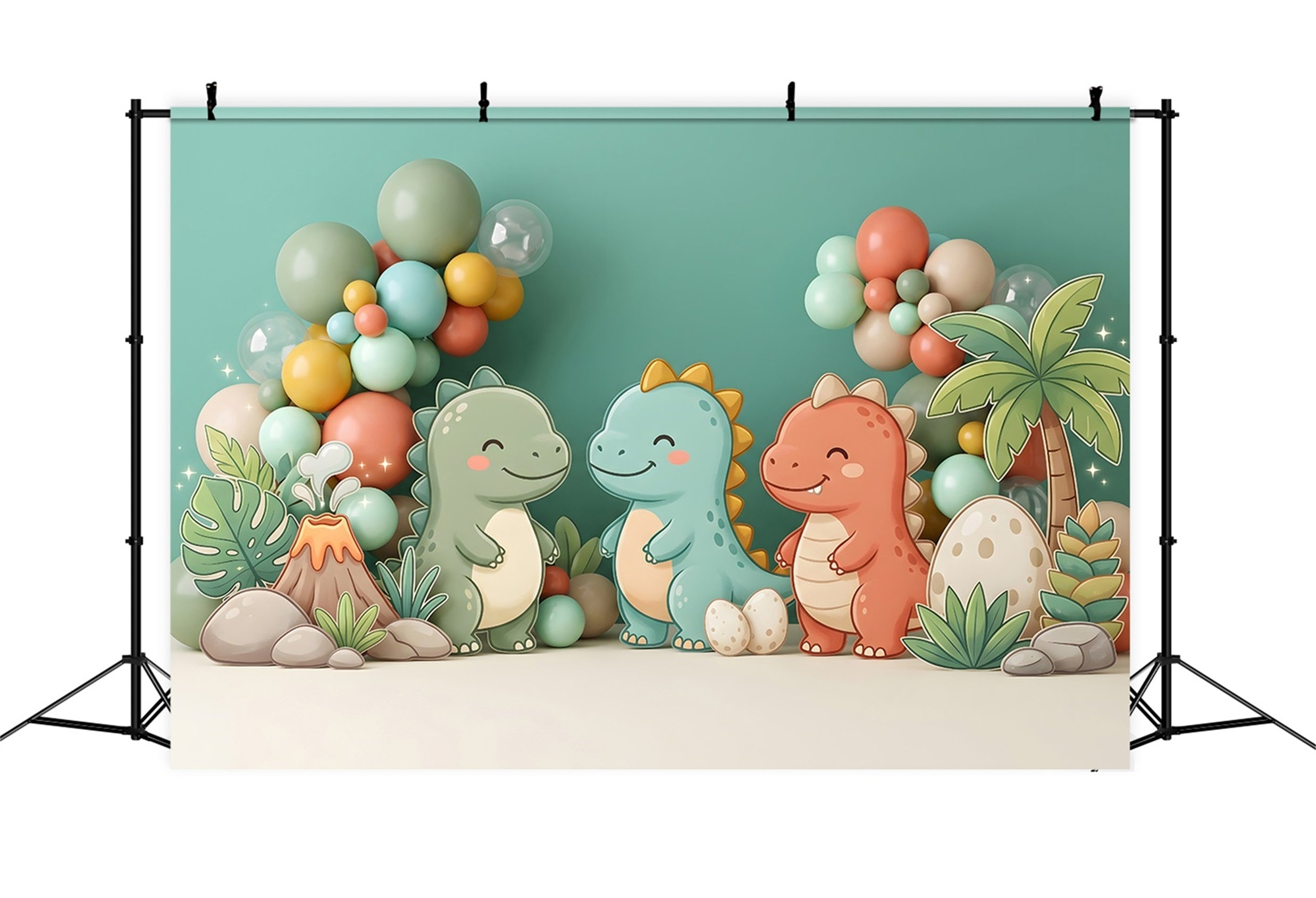 Niedlicher Dinosaurier Vulkan Ballons Baby Fotohintergrund Kinder CEM65-26