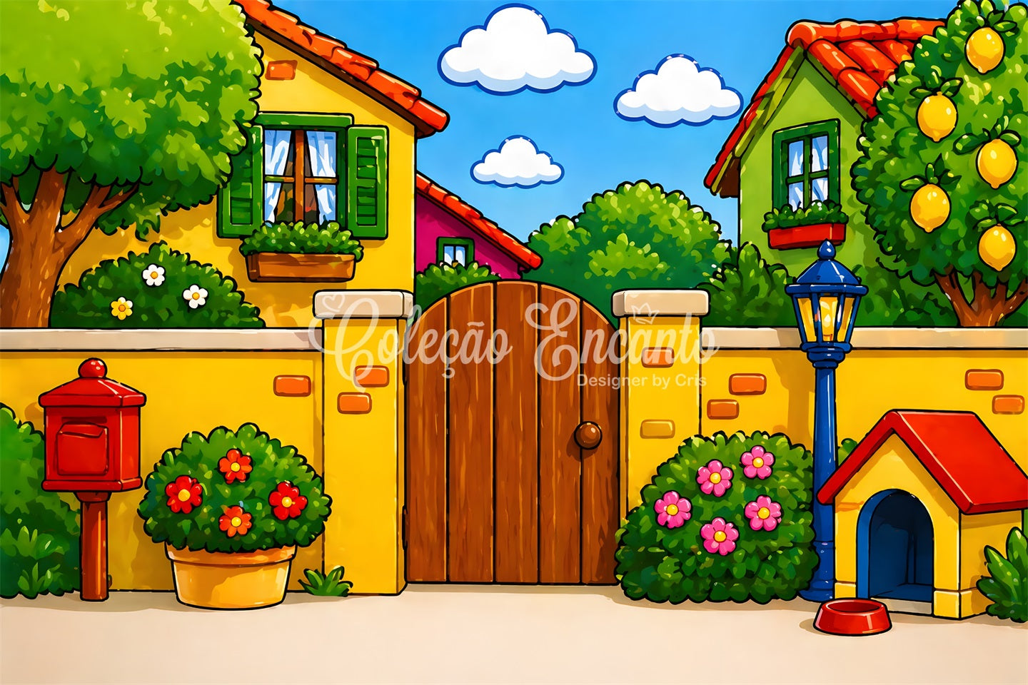 Cartoon Garten Haustiere Baby Fotohintergrund Kinder Fotokulisse CEM65-4