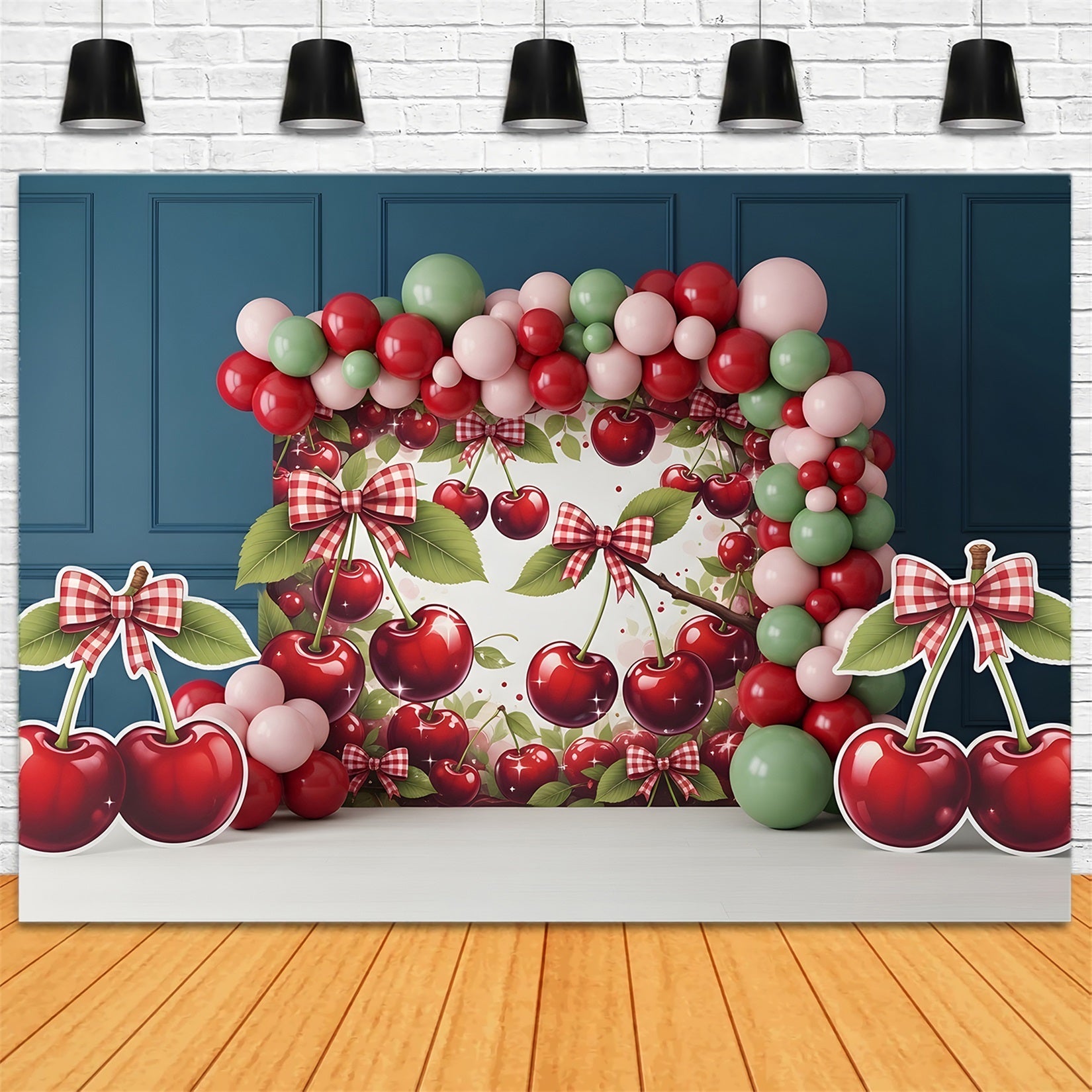 Kirschschleife Ballonbogen Baby Fotohintergrund Kinder Hintergrund CEM65-5