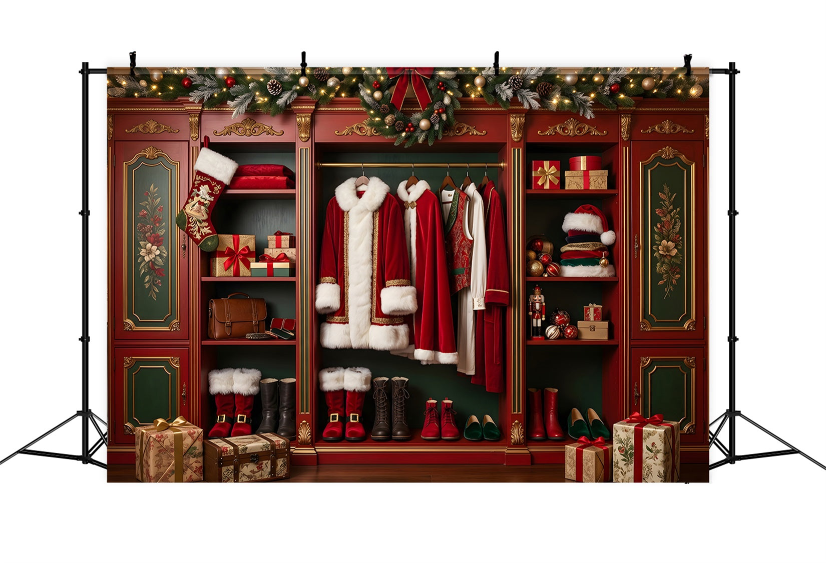 Vintage Christmas Santa Kleiderschrank Geschenke Fotokulisse CEM65-98