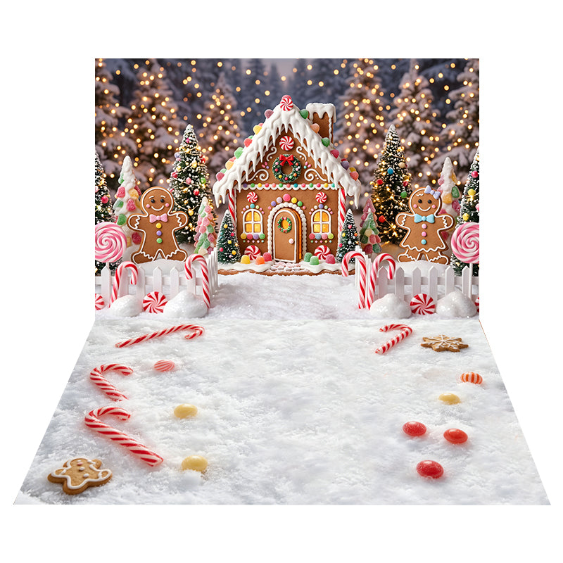 Zuckerstangen Lebkuchenhaus Hintergrund + Zuckerstangen Schneeboden Hintergrund CEMCBS65-12