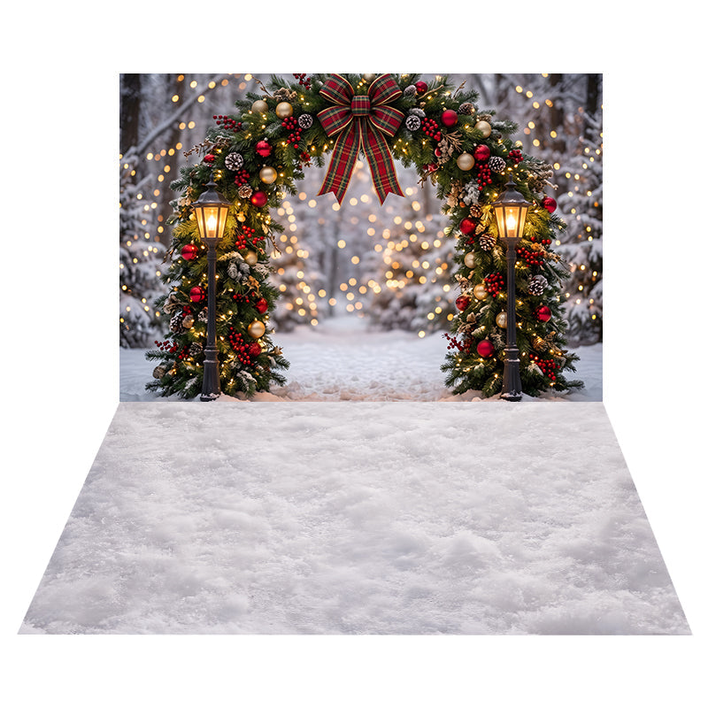 Verschneiter Tannenbogen Hintergrund + Weicher Schneeboden Hintergrund CEMCBS65-2