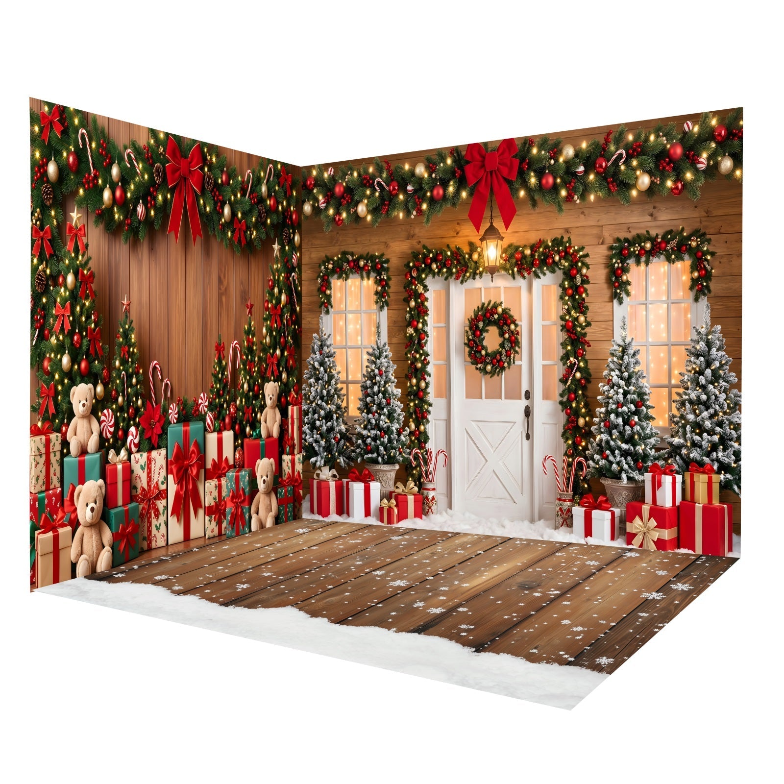 Weihnachtskulisse Teddybär mit Festlichen Geschenkboxen Raumkulissen-Set CEMRMS65-15
