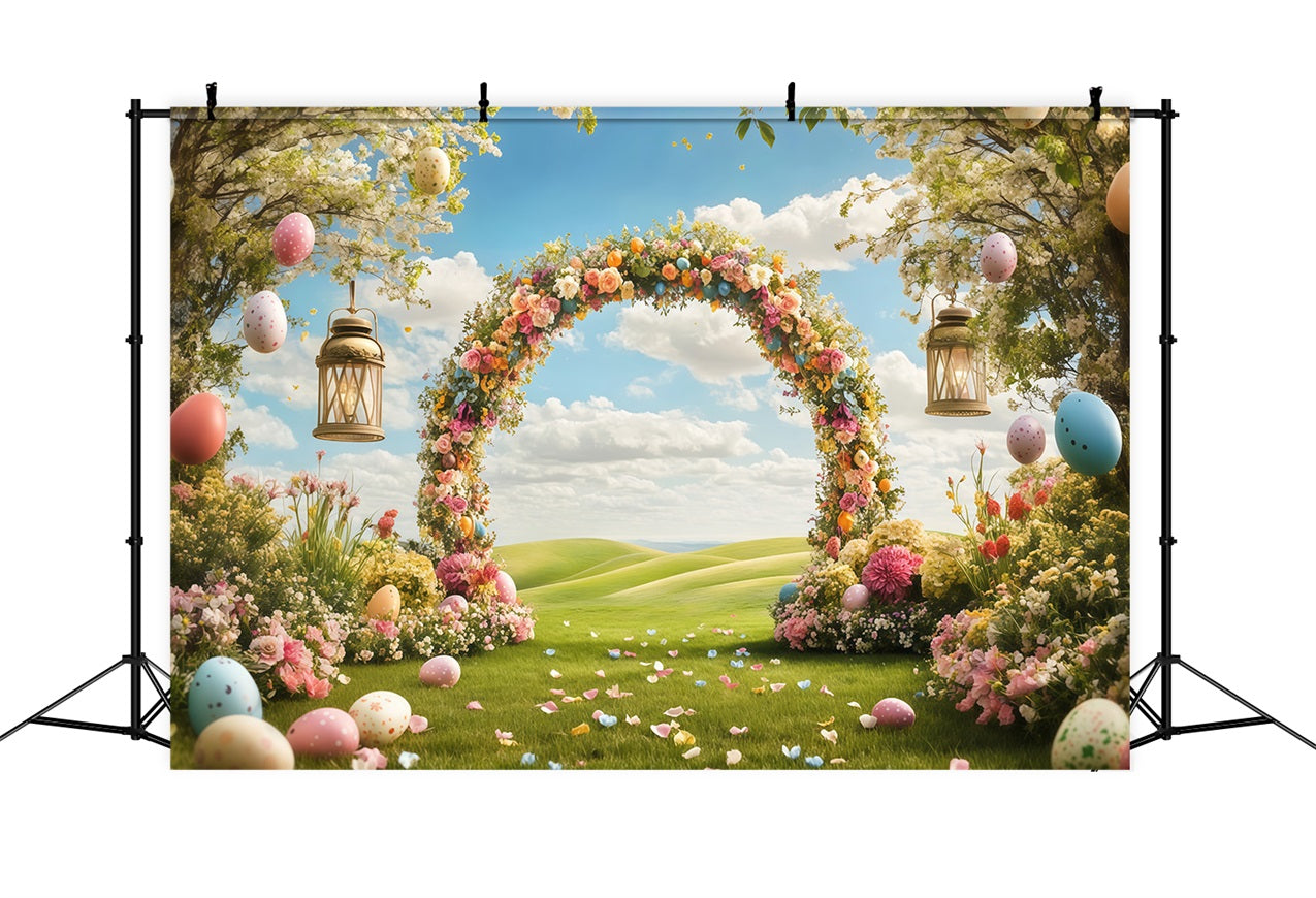Hintergrund für Ostern Floral Archway Meadow Hintergrund CJJ-165