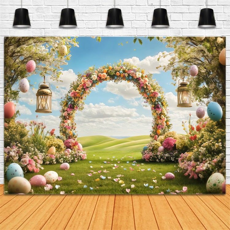 Hintergrund für Ostern Floral Archway Meadow Hintergrund CJJ-165