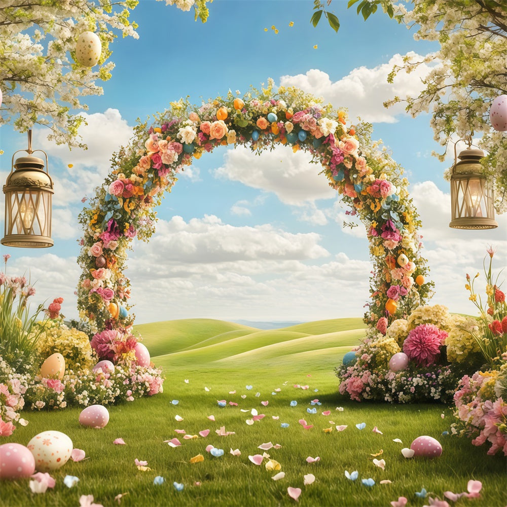 Hintergrund für Ostern Floral Archway Meadow Hintergrund CJJ-165