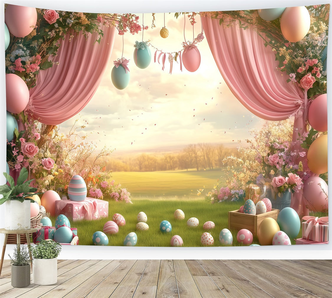 Osterei-Hintergrundkulissen Floral Egg Wonderland Hintergrund CJJ-166