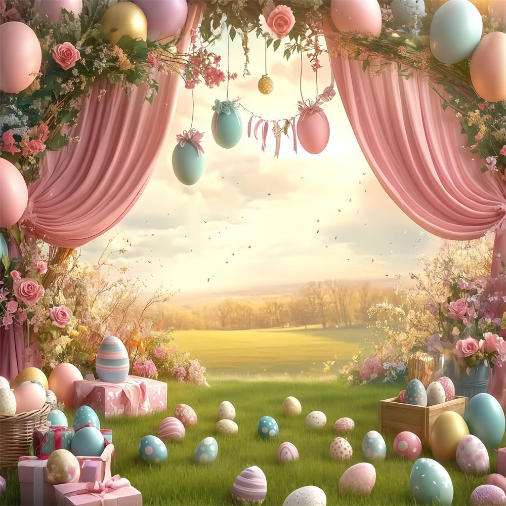 Osterei-Hintergrundkulissen Floral Egg Wonderland Hintergrund CJJ-166