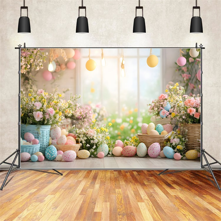 Ostern Fotohintergründe Ei Floral Fenster Hintergrund CJJ-171