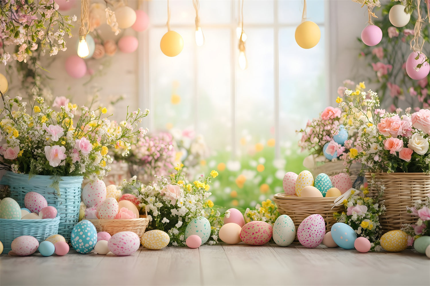 Ostern Fotohintergründe Ei Floral Fenster Hintergrund CJJ-171