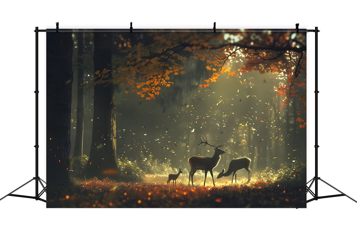 Herbst Wald Hintergrund Herbst Sonne beleuchtet Wald Hirsch Hintergrund CJJ2-138