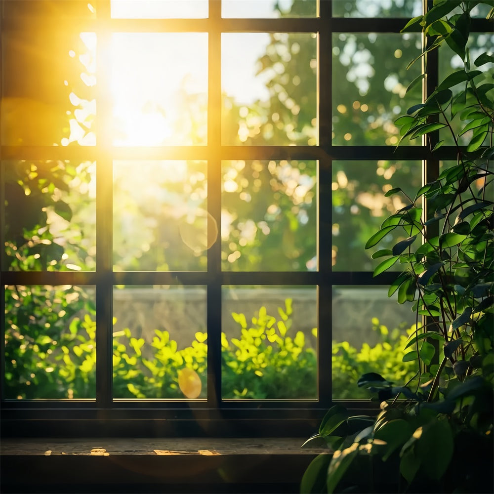 Fotografie Backdrops Wald Sonnenlicht Grün Gemütlich Fenster Hintergrund CJJ2-29
