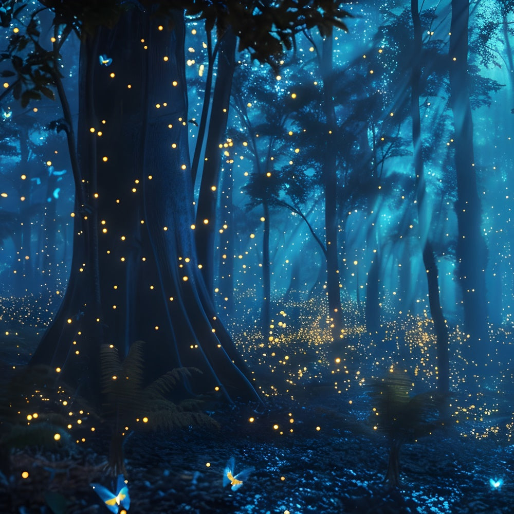 Waldhintergrund verträumt blau leuchtend verzauberte Wälder Hintergrund CJJ2-38