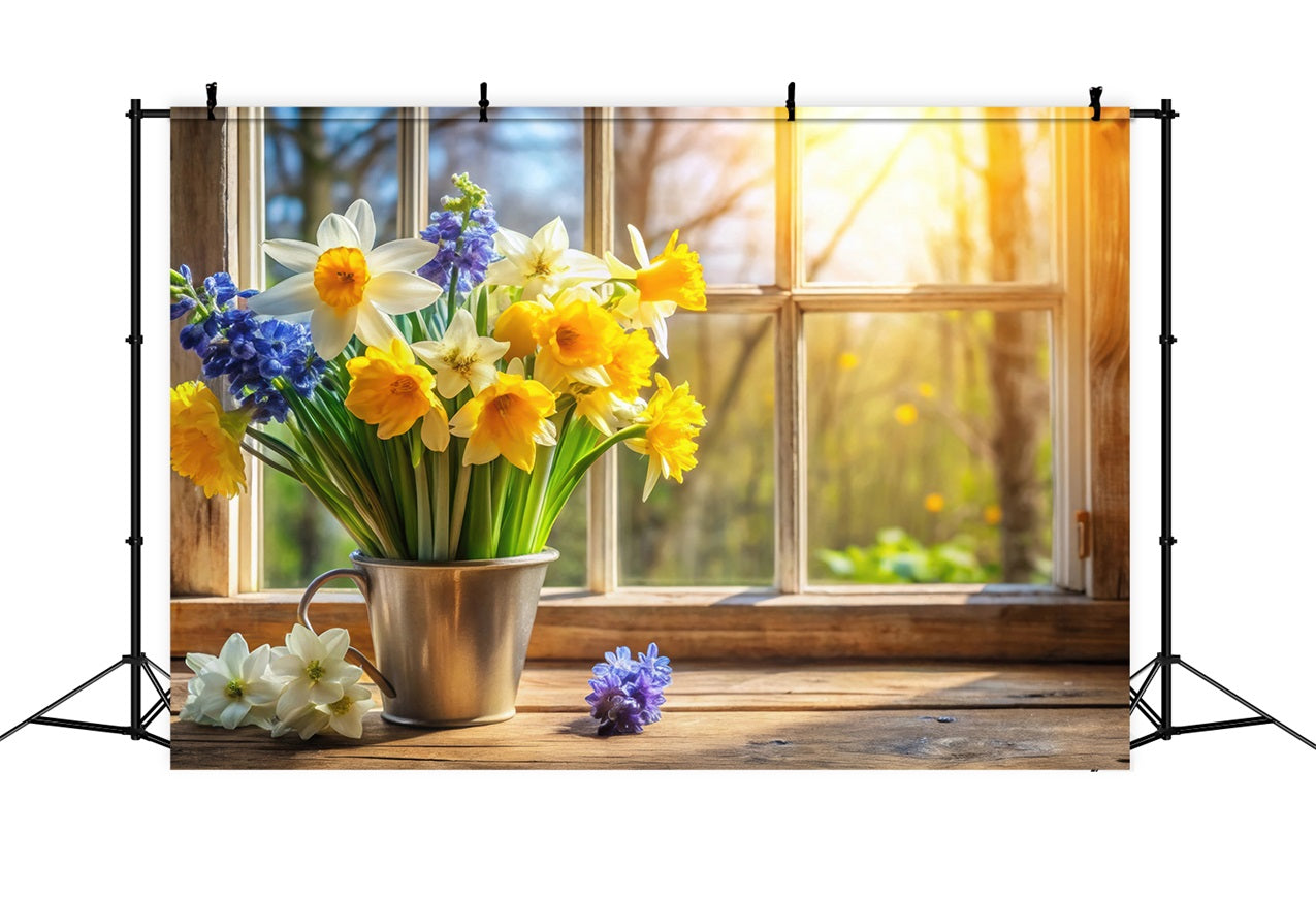 Narzisse Backdrop Fenster Frühlingsblumen Backdrop CJJ2-6