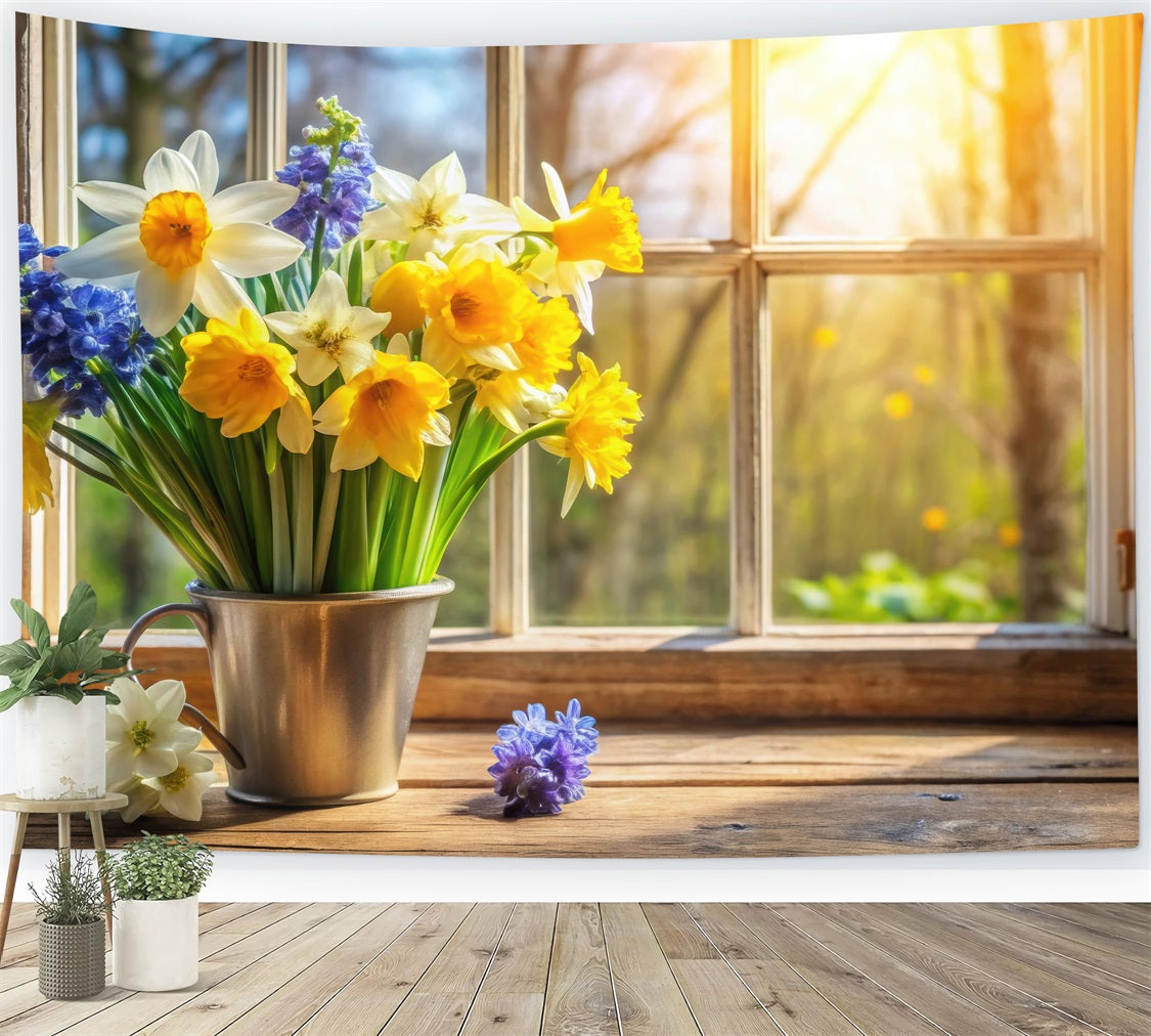 Narzisse Backdrop Fenster Frühlingsblumen Backdrop CJJ2-6
