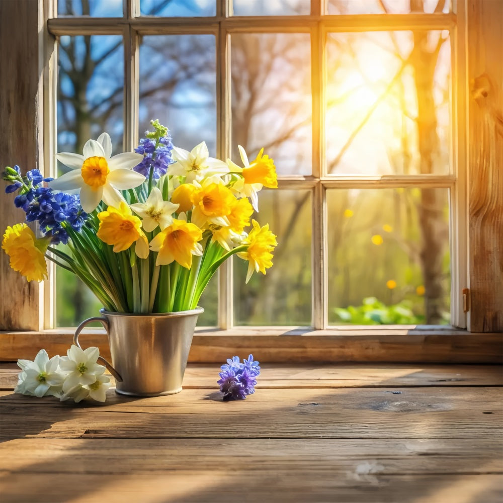 Narzisse Backdrop Fenster Frühlingsblumen Backdrop CJJ2-6