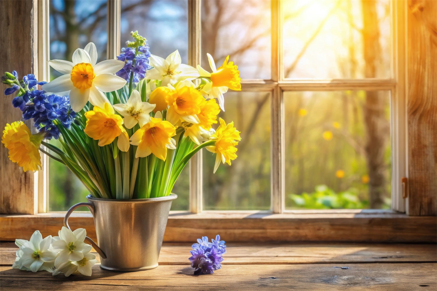 Narzisse Backdrop Fenster Frühlingsblumen Backdrop CJJ2-6