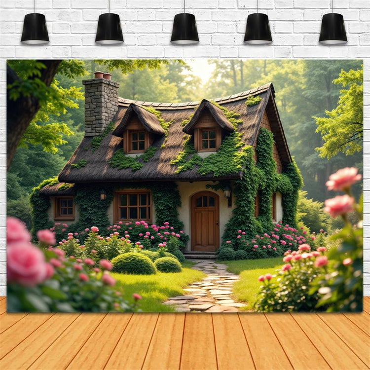 Wald Hintergründe für Fotografie Enchanted Garden Cottage Backdrop CJJ2-63