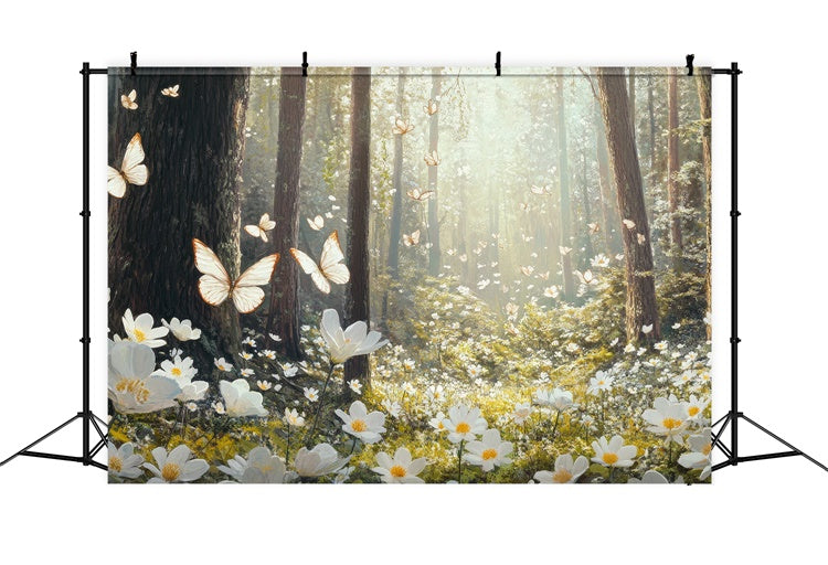 Wald Hintergrund Ideen Serene White Blossom Forest Backdrop CJJ2-64