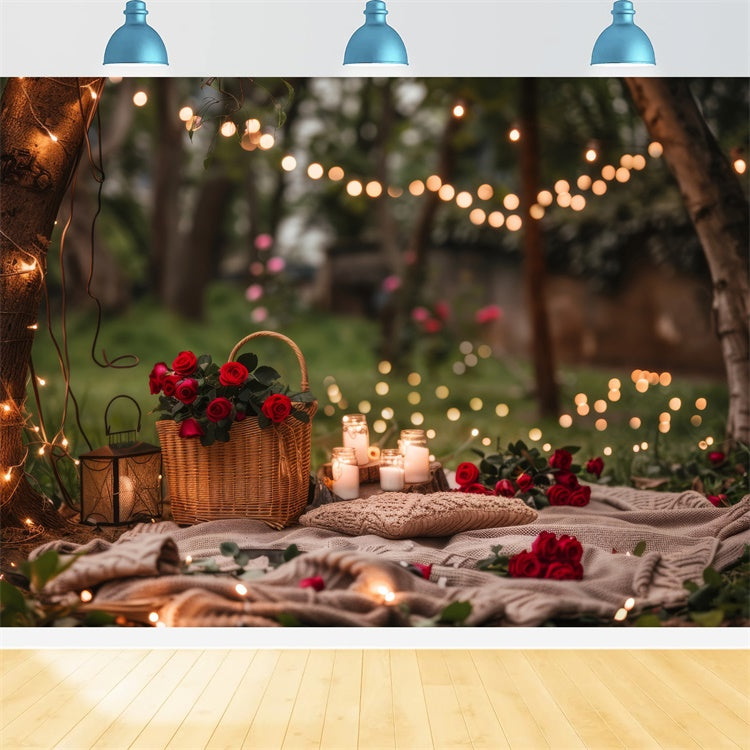 Wald Fotokulissen Romantische Kerzenlicht Picknick Wald Kulisse CJJ2-66