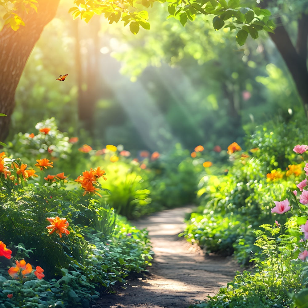 Backdrop Wald leuchtende Sonne beleuchtete Blume Trail Backdrop CJJ2-67