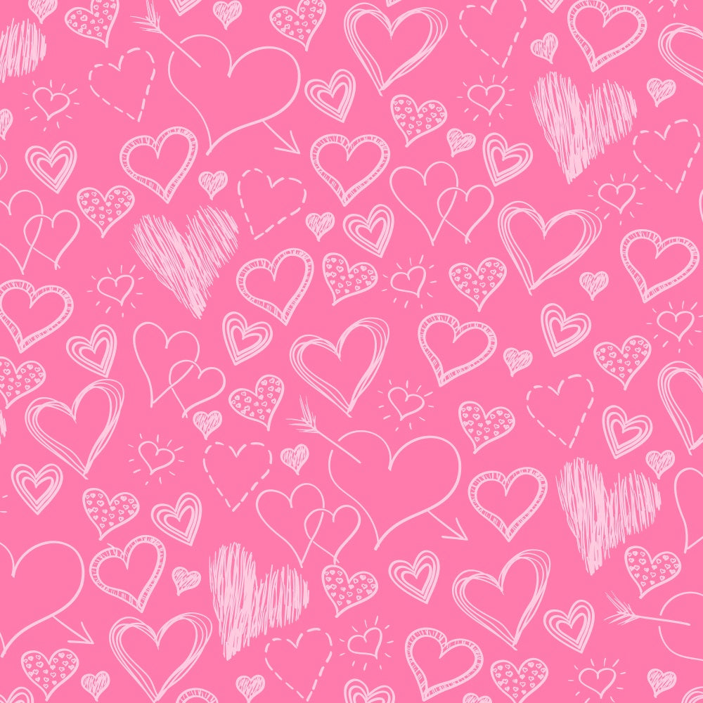 Pink Girl Backdrop Handgezeichnete Rosa Herzen Backdrop CJJ2-70