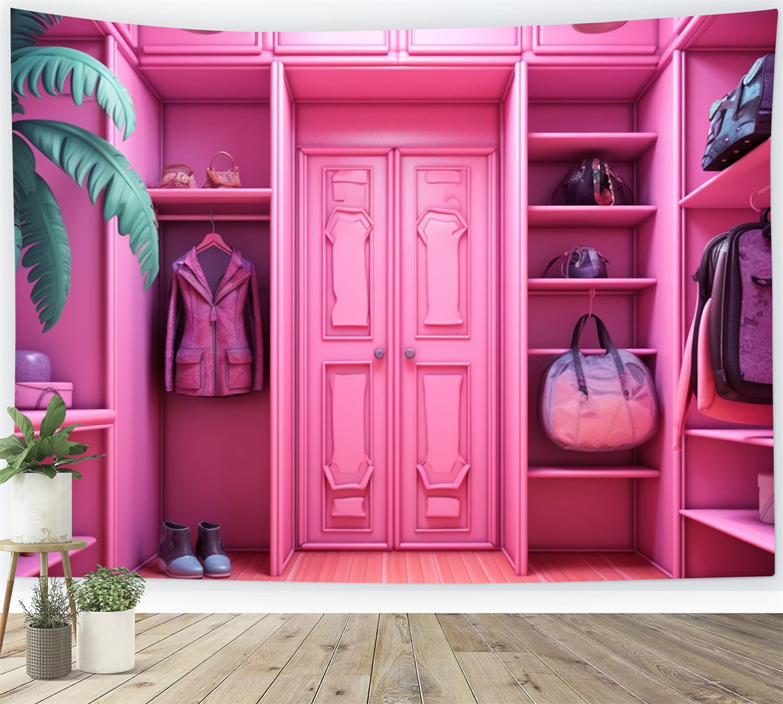 Fashion Doll Backdrop Ideen Rosa Mode Kleiderschrank Hintergrund CJJ2-78