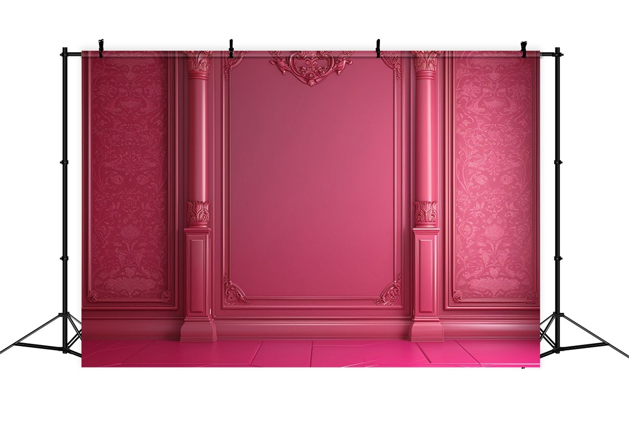 Fashion Doll Backdrop Backdrop Barock Inspiriert Rosa Wand Hintergrund CJJ2-89