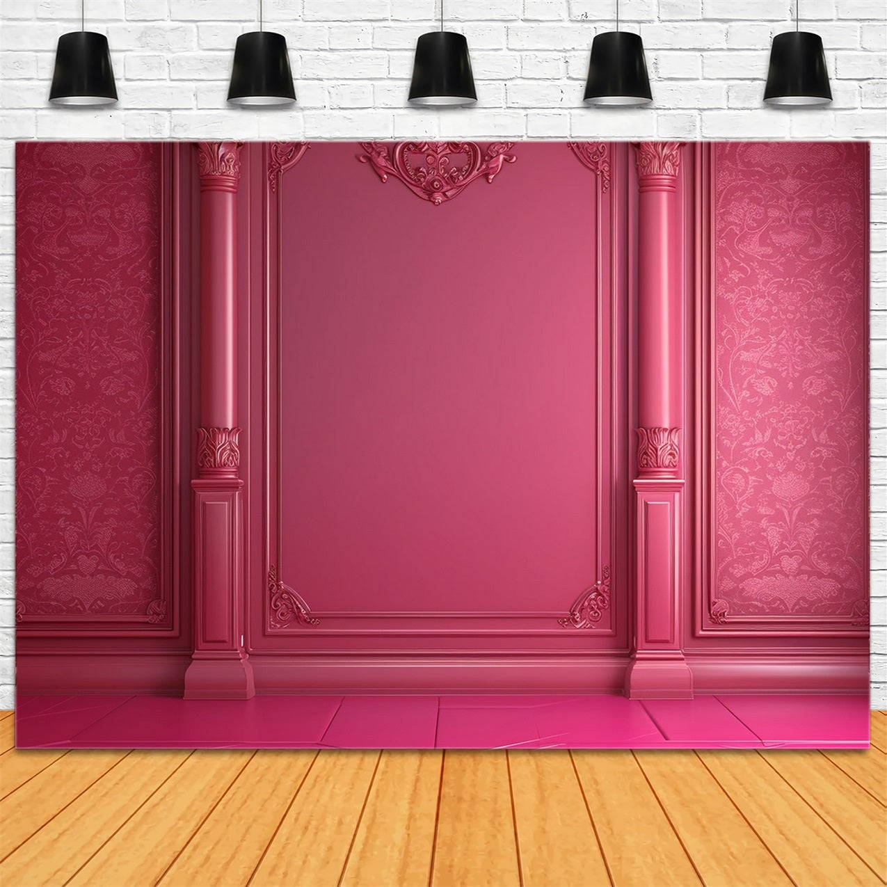 Fashion Doll Backdrop Backdrop Barock Inspiriert Rosa Wand Hintergrund CJJ2-89