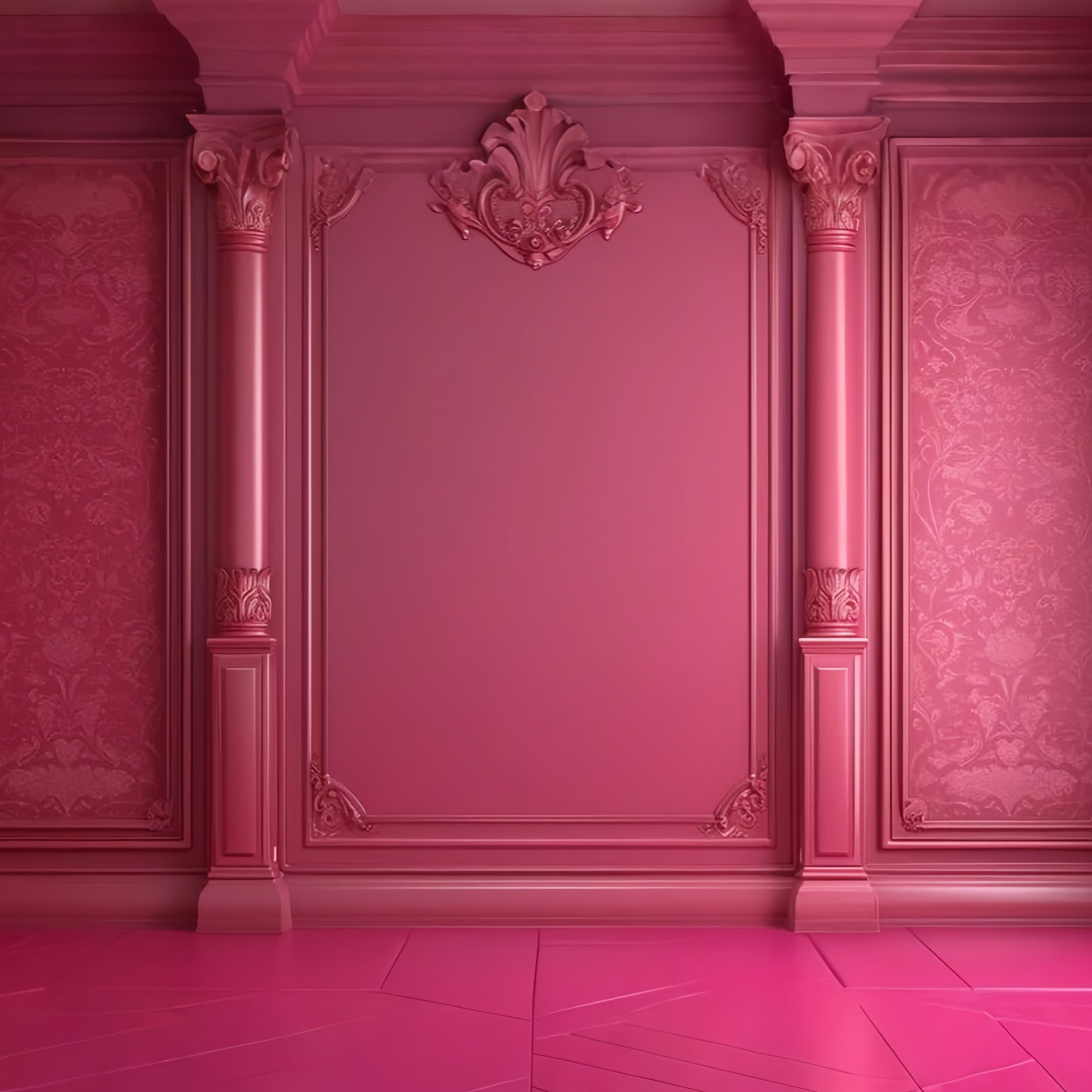 Fashion Doll Backdrop Backdrop Barock Inspiriert Rosa Wand Hintergrund CJJ2-89