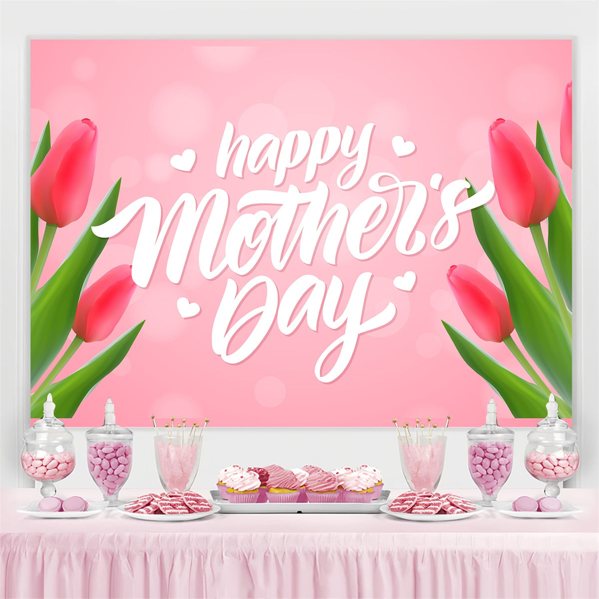 Muttertags-Hintergrundbild Personalisierbar Elegante Rote Tulpe CJJ3-100