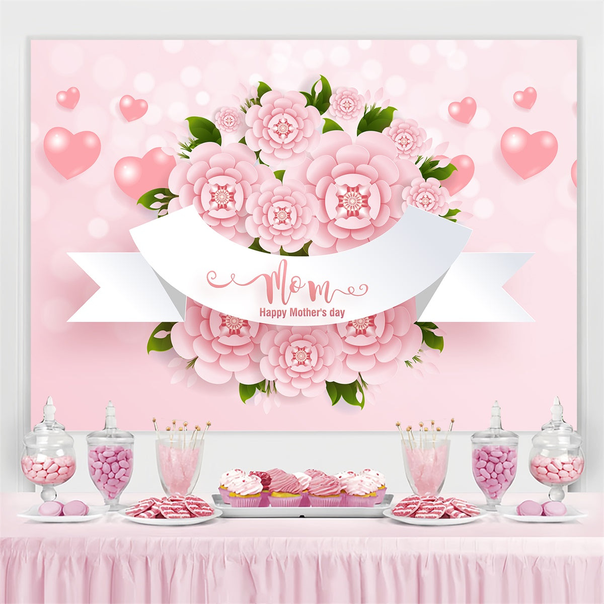 Muttertags-Hintergrundbild Personalisierbar Elegante Rosenblüten CJJ3-106