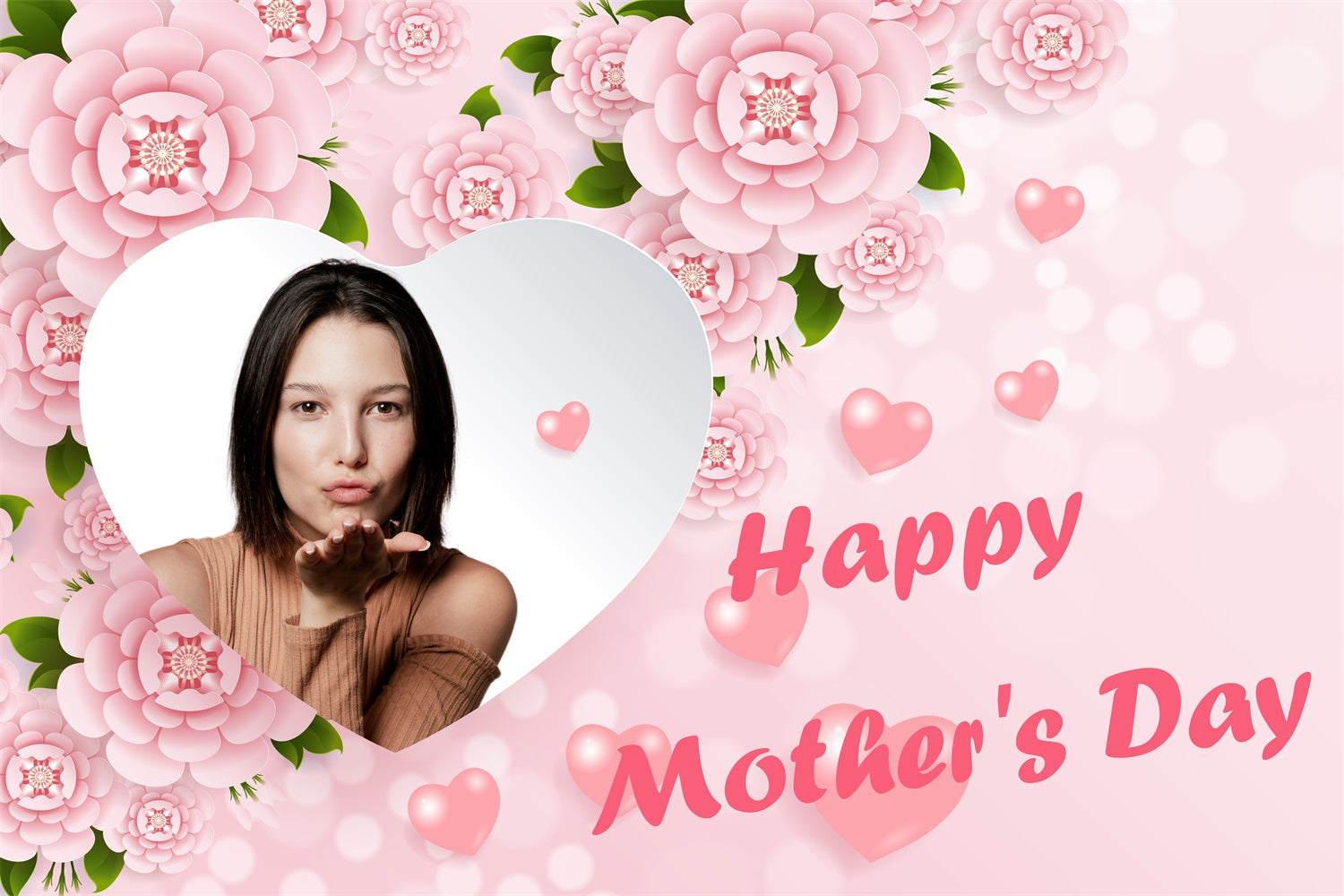 Muttertags-Hintergrundbild zum Anpassen Romantisches Blumenherz CJJ3-107