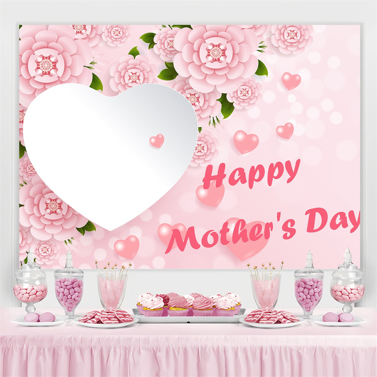 Muttertags-Hintergrundbild zum Anpassen Romantisches Blumenherz CJJ3-107