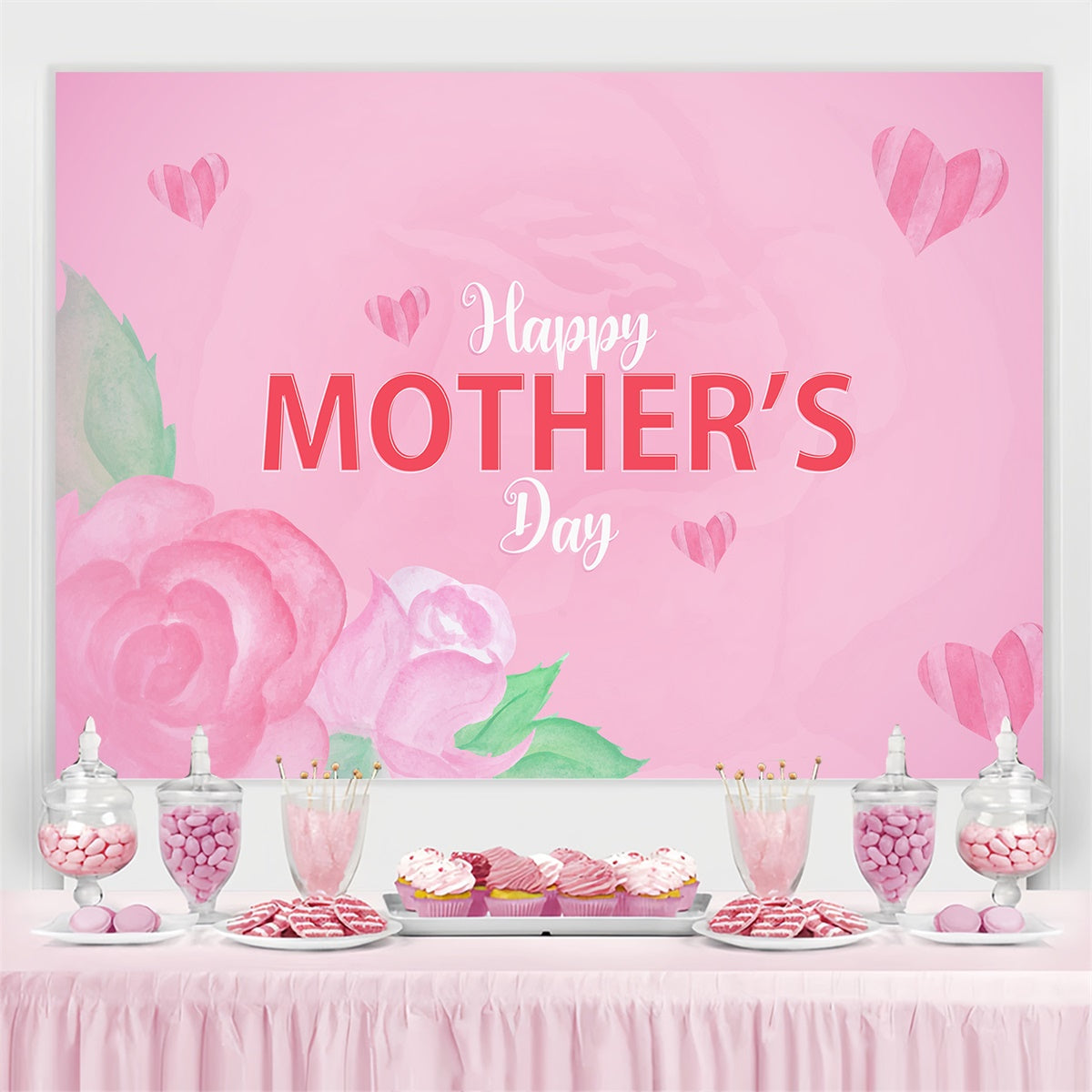 Muttertags-Hintergrundbild Personalisierbar Elegant Pink Rosa CJJ3-119