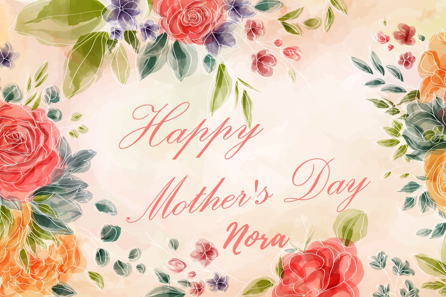 Muttertags-Hintergrundbild zum Anpassen Rustikal Aquarell Rosa CJJ3-120