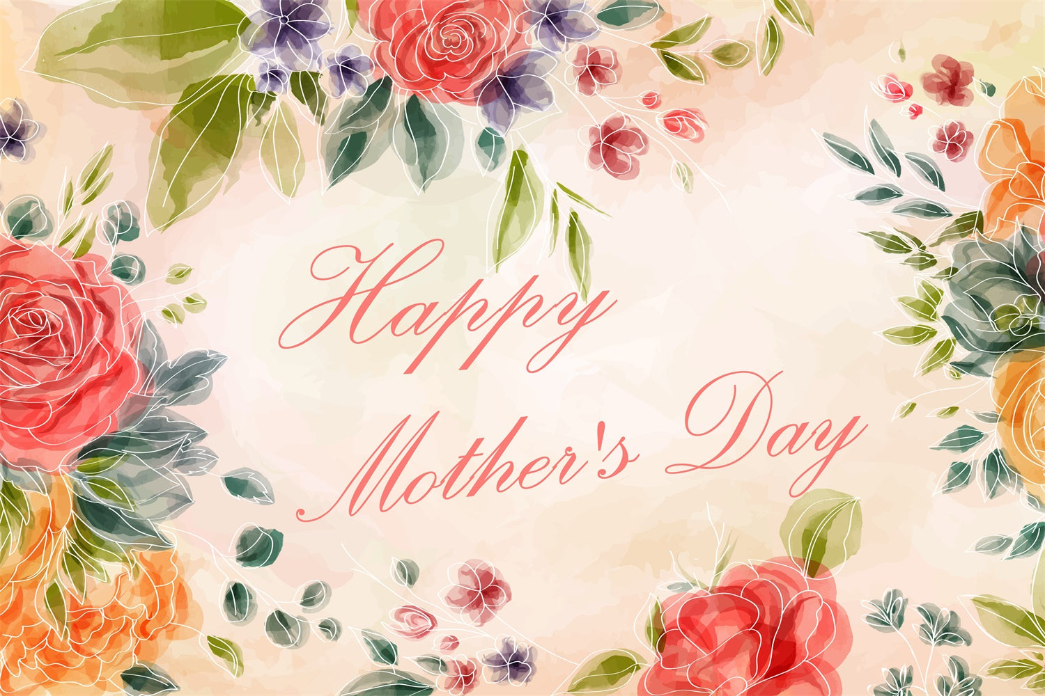 Muttertags-Hintergrundbild zum Anpassen Rustikal Aquarell Rosa CJJ3-120